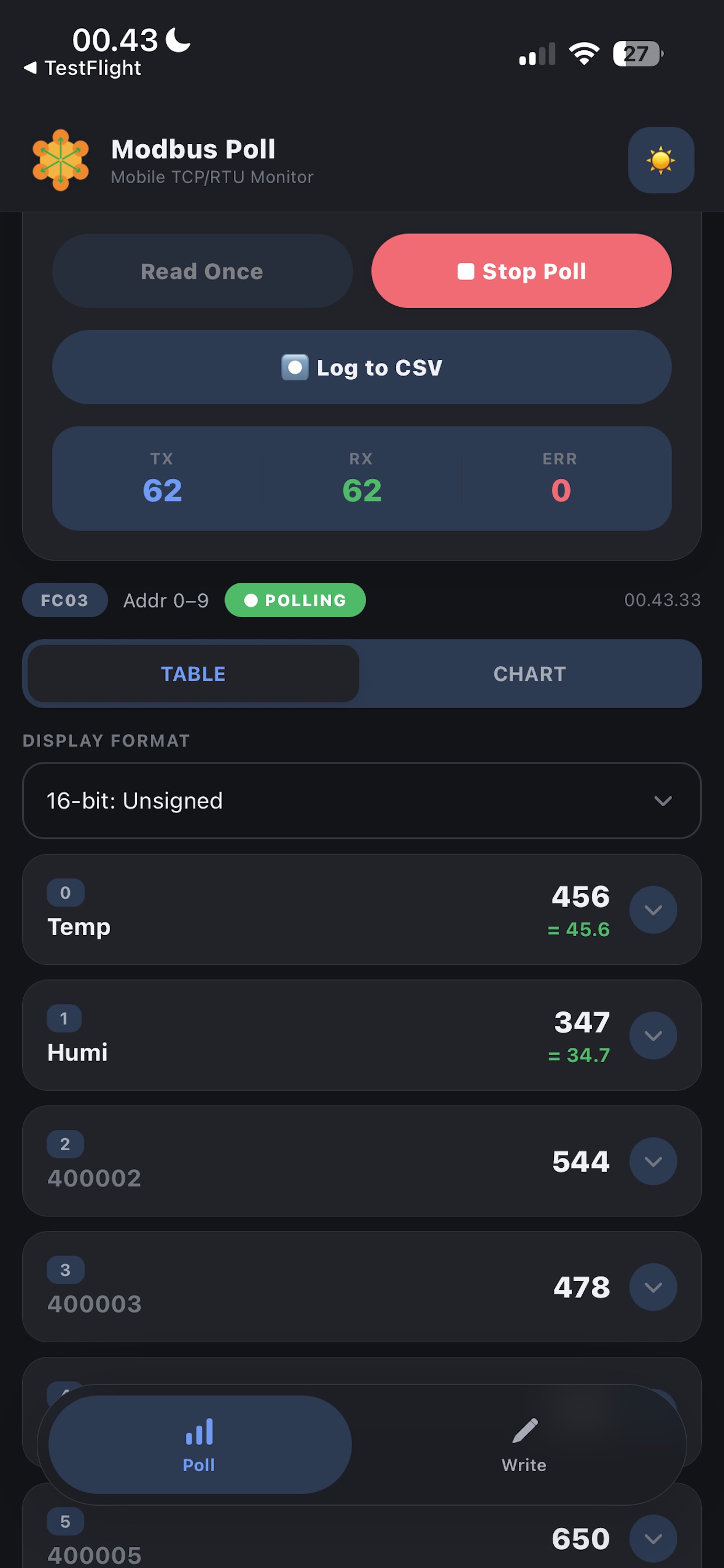 Screenshot 3 of Modbus Poll Mobile