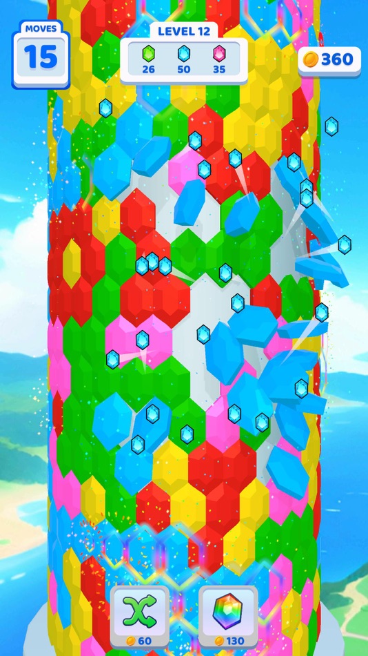 #9. Hex Fall 3D (iOS) 게시자: Bugbomb