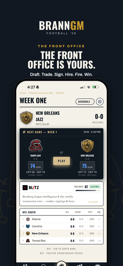 BrannGM: Football '26 的 App Store 截图 1