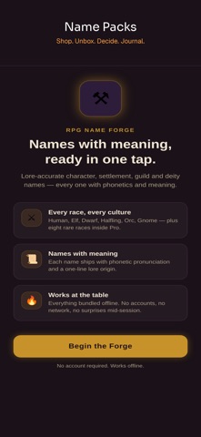 RPG Name Forge: for D&D iPhone screenshot