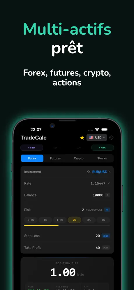 TradeCalc - Taille de Position — capture d'écran iPhone 4