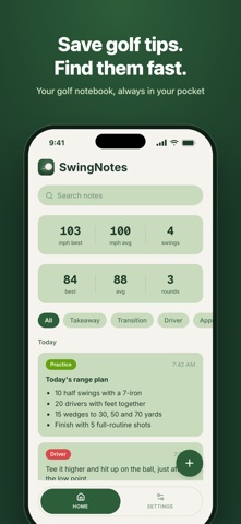 SwingNotes: Golf Tips & Notes screenshot 1