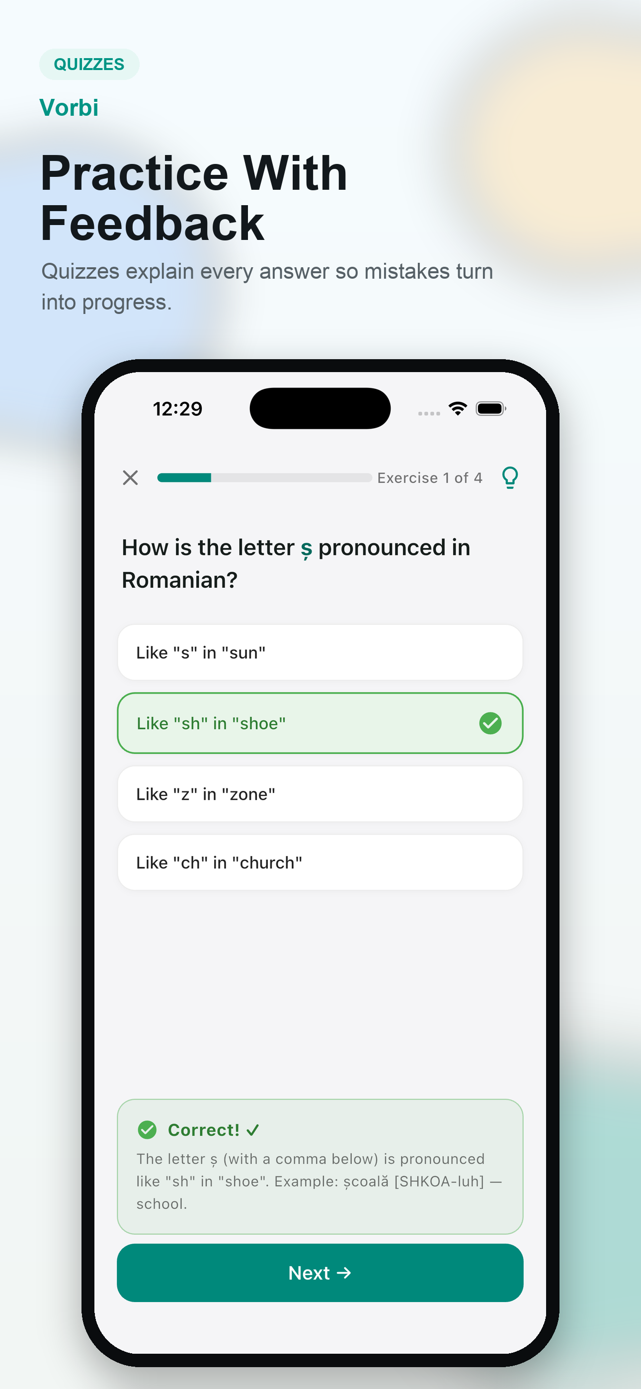 Vorbi: Learn Romanian screenshot 3