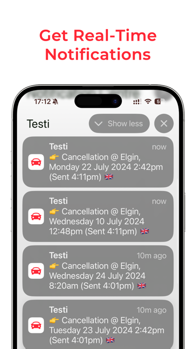Testi Driving Cancellations UK Screenshot