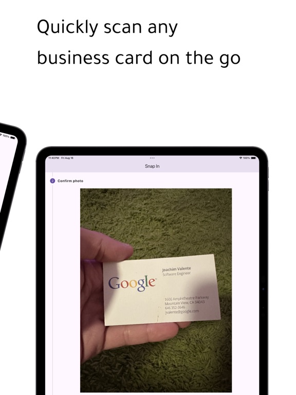 Snap In: AI biz card scanner iPad screenshot 2 - Utilities app