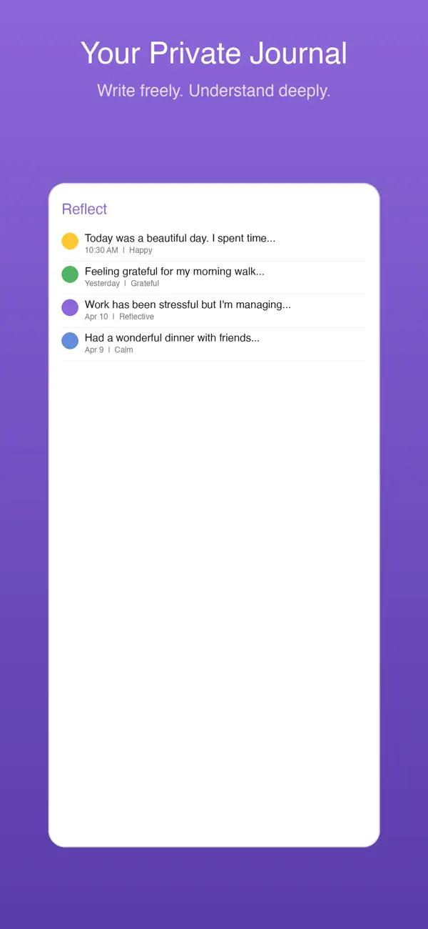 Screenshot #1 pour Reflect: AI Journal