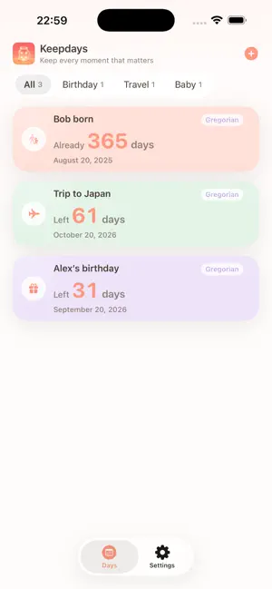 Keepdays-Countdown&Anniversary screenshot 1