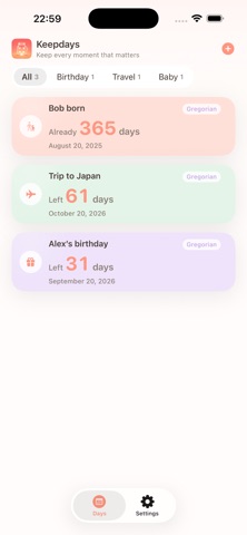 Keepdays-Countdown&Anniversary Screenshot 1 of 3
