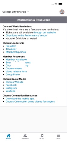 Chorus Connection iPhone screenshot