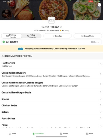 Gusto Italiano, iPad screenshot