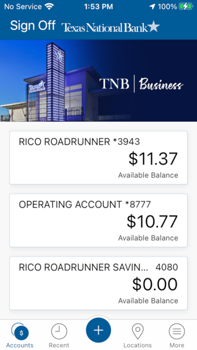 Texas National Bank Biz Screenshot