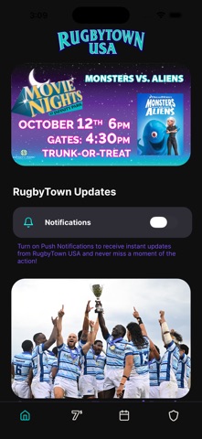 RugbyTown USA app screenshot