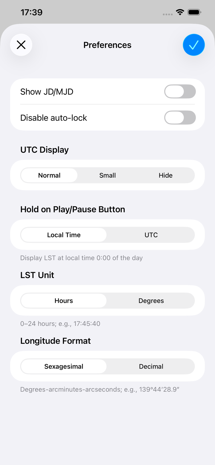 LSTclock: sidereal time clock screenshot 5