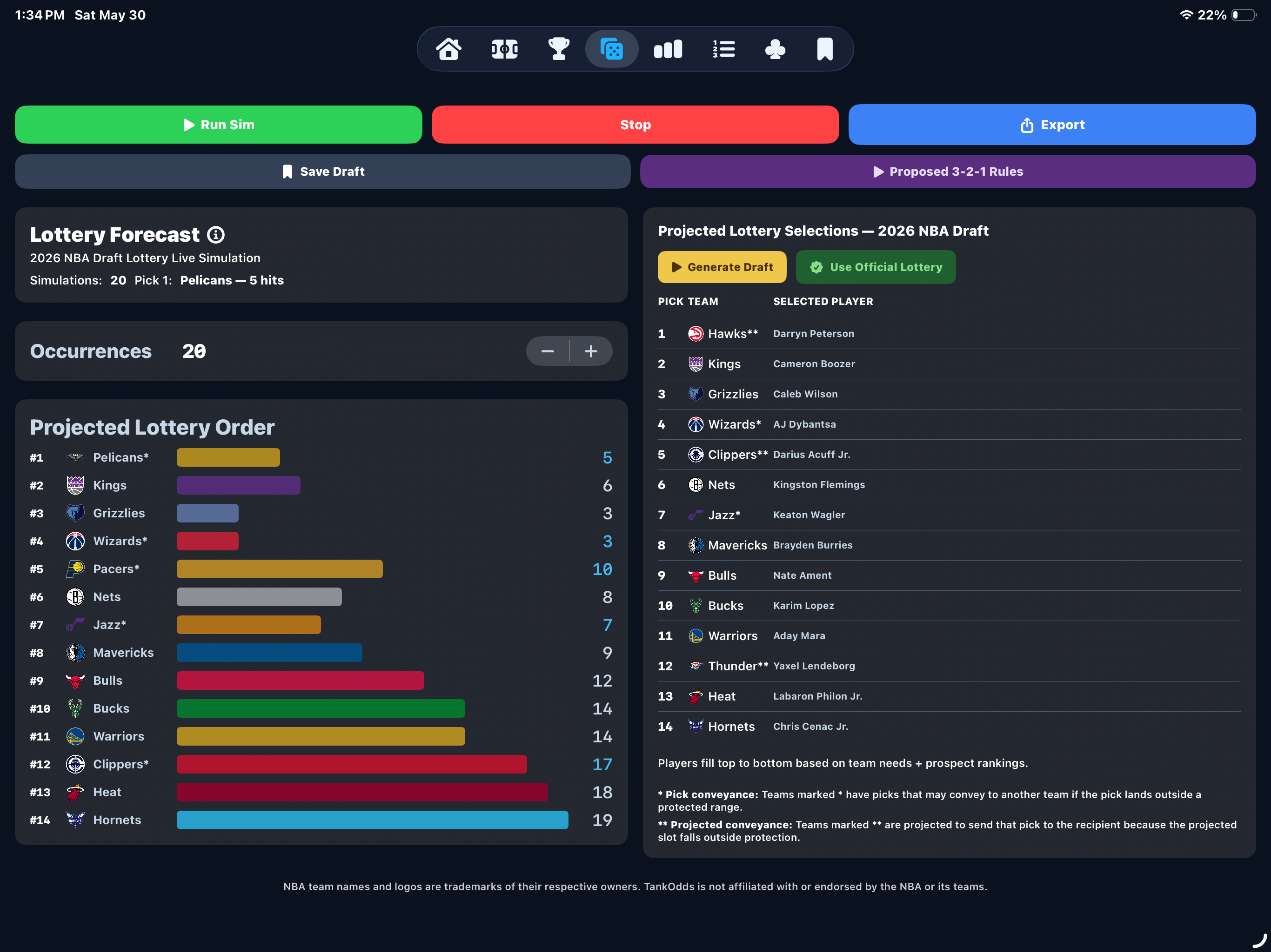 TankOdds Basketball Draft Sim screenshot 12