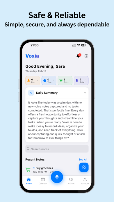 Voxia: AI Note Taker & Planner screenshot