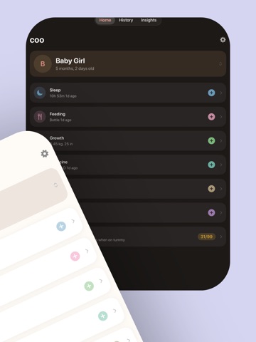 Coo - Baby & Newborn Tracker iPad screenshot