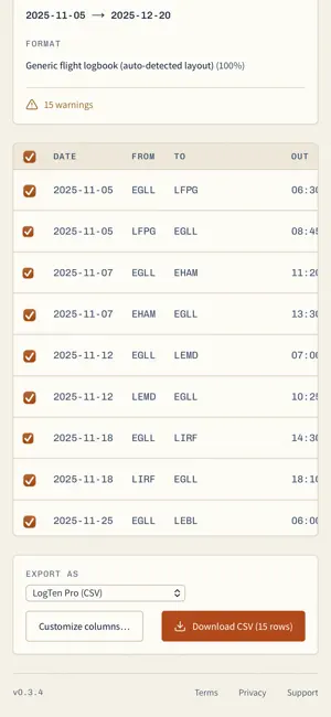 Logbook PDF Converter screenshot 3