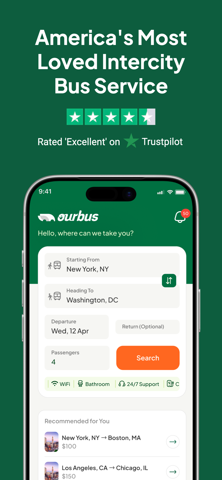 Ride with OurBus App screenshot 1