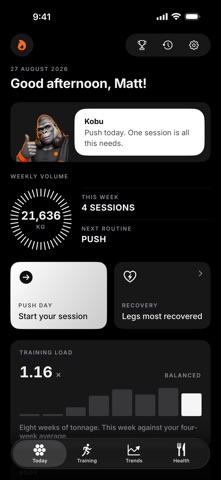 Kobu: Your Workout Bro iPhone screenshot