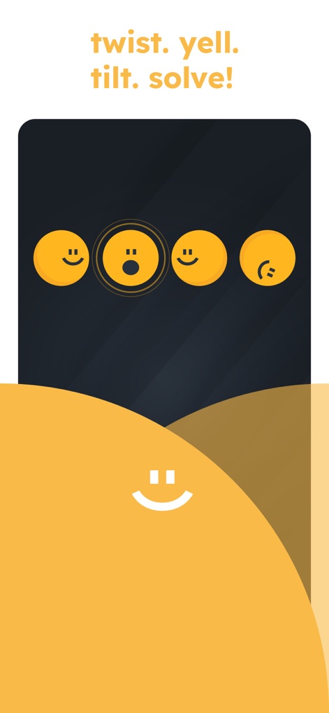 Game is Hard - Explore the app's playful yet challenging interaction styles, showcasing dynamic emoticon responses and a distinct highlighted central element for user focus.