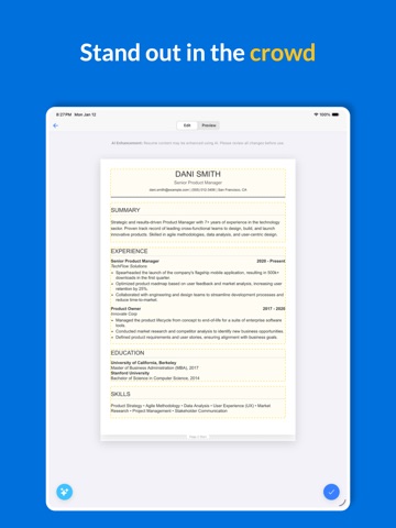 Resume Flow AI iPad screenshot