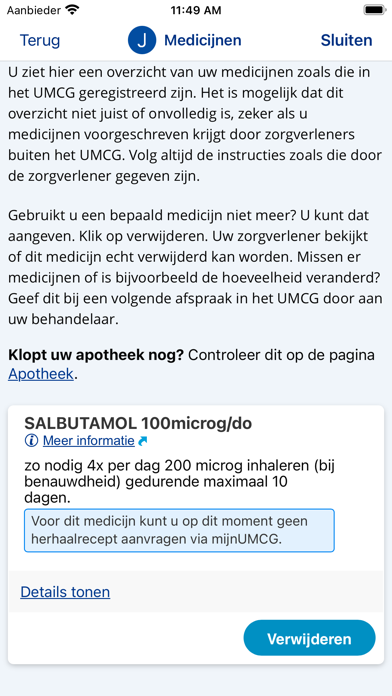 mijnUMCG Screenshot