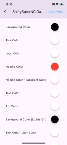ShiftySpec Gauge Configuration screenshot