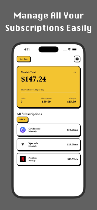 SubPal:Subscription tracker Screenshot 1 of 5