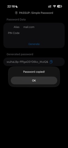 Passup: Simple password screenshot