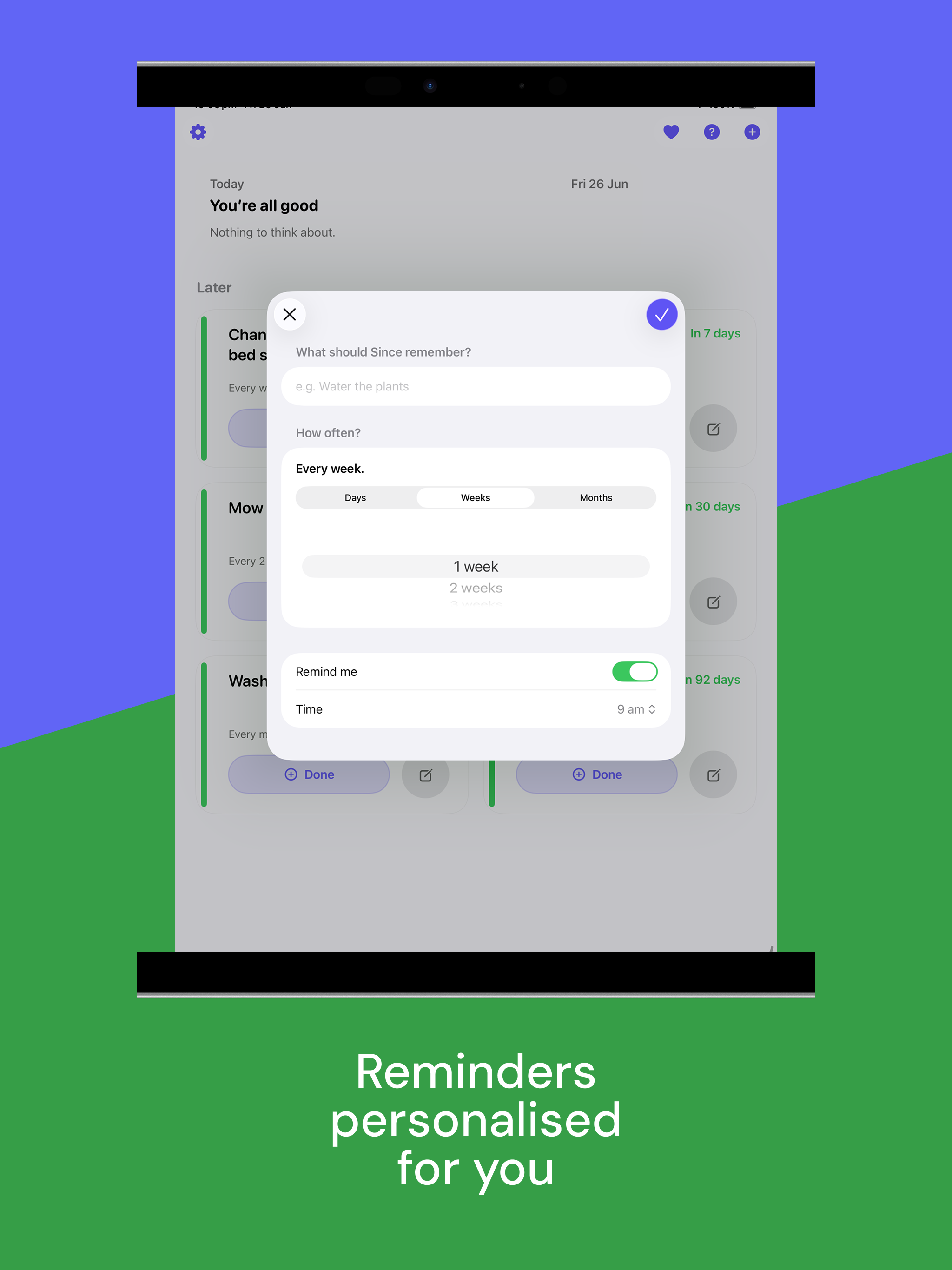Since: Reminders Planner