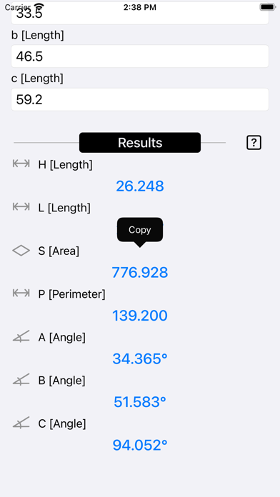 Triangle Calculator Plus Screenshot