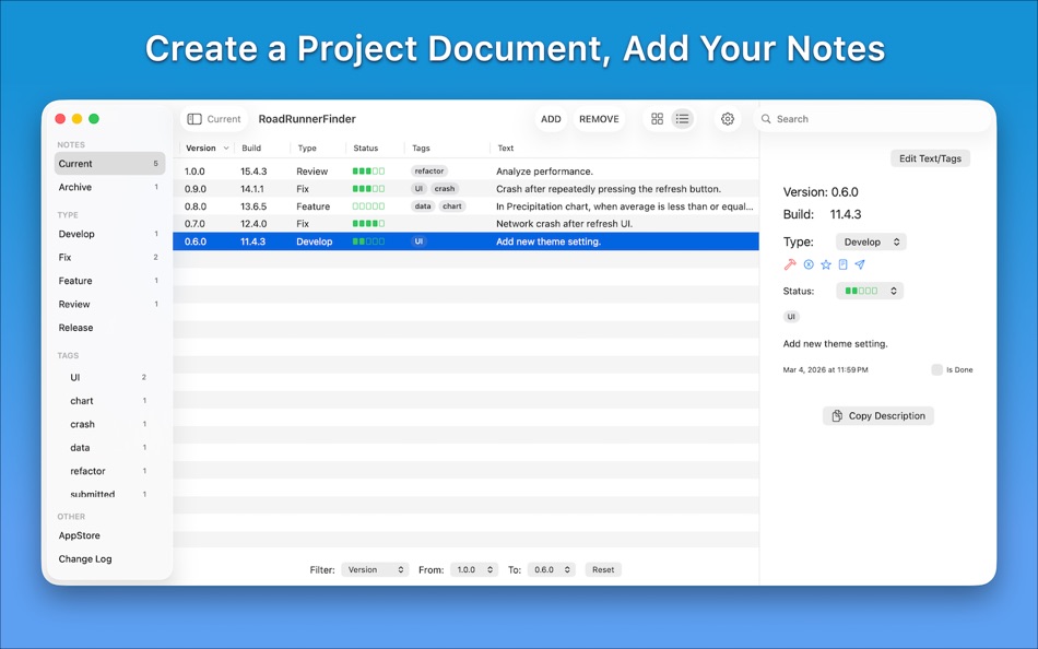 #1. AppNotes - Developer Logs (macOS) Göre: FBotLogic Solutions Inc