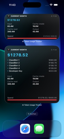 AI Token Usage Tracker iPhone screenshot