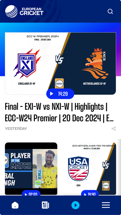 European Cricket Network Screenshot