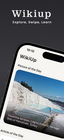 WikiUp: Explore, Swipe, Learn iPhone screenshot