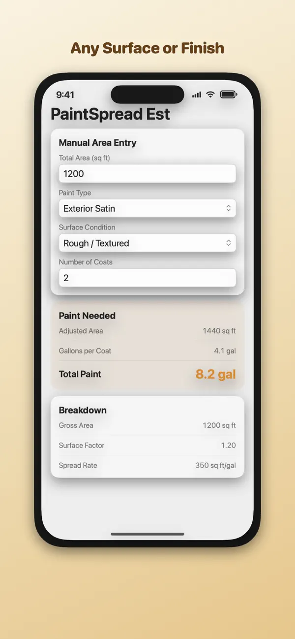 Screenshot #2 pour Paint Coverage Calculator
