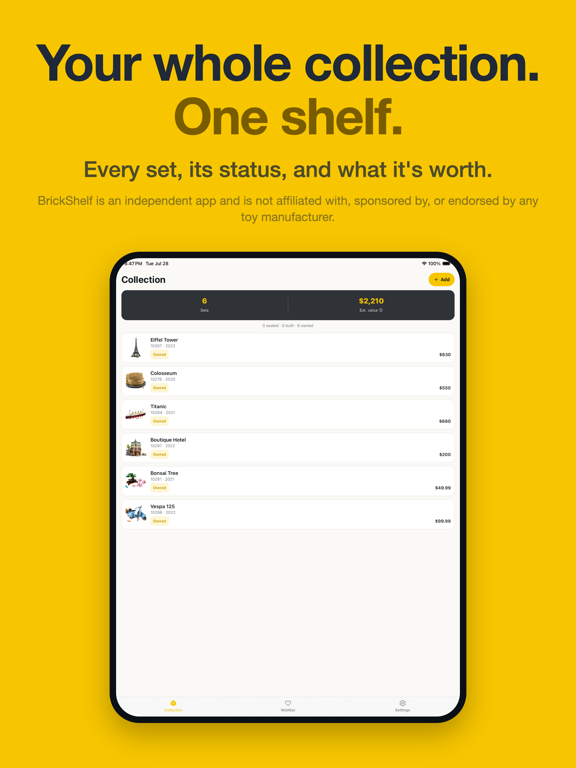 BrickShelf: Brick Set Tracker iPad screenshot