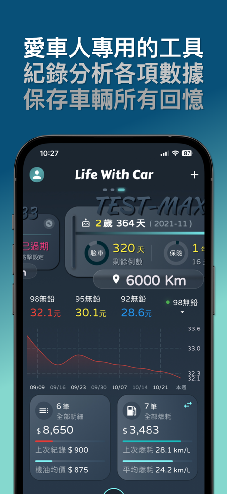 愛車人生 - 專業的車輛記錄工具 screenshot 1