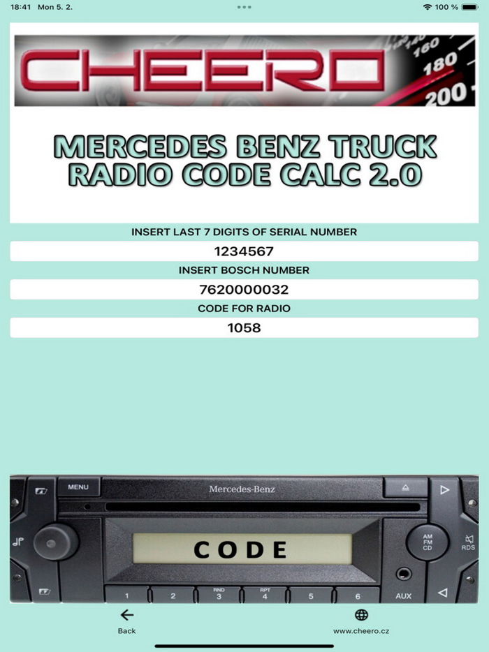RADIO CODE for MERCEDES TRUCK