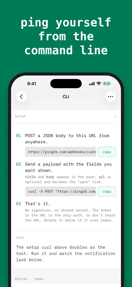 Captura 5 de 5 de pingrb: webhook push alerts