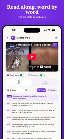 Transcript for YouTube Video iPhone screenshot