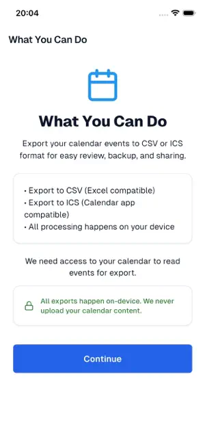 Cal2CSV — Calendar to CSV/ICS screenshot 1