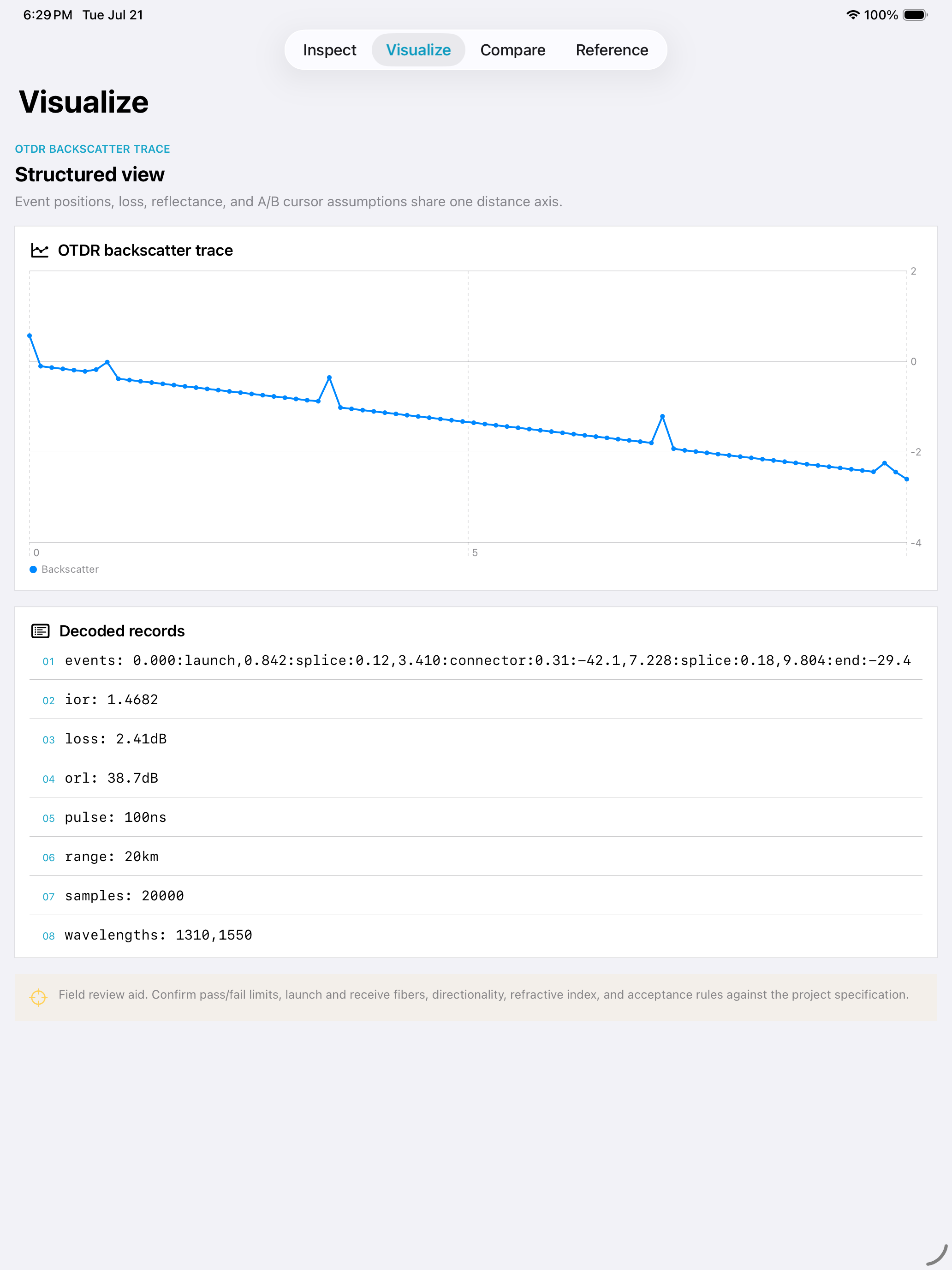 Sorphase: OTDR Trace Lab iPad screenshot 2 of 3
