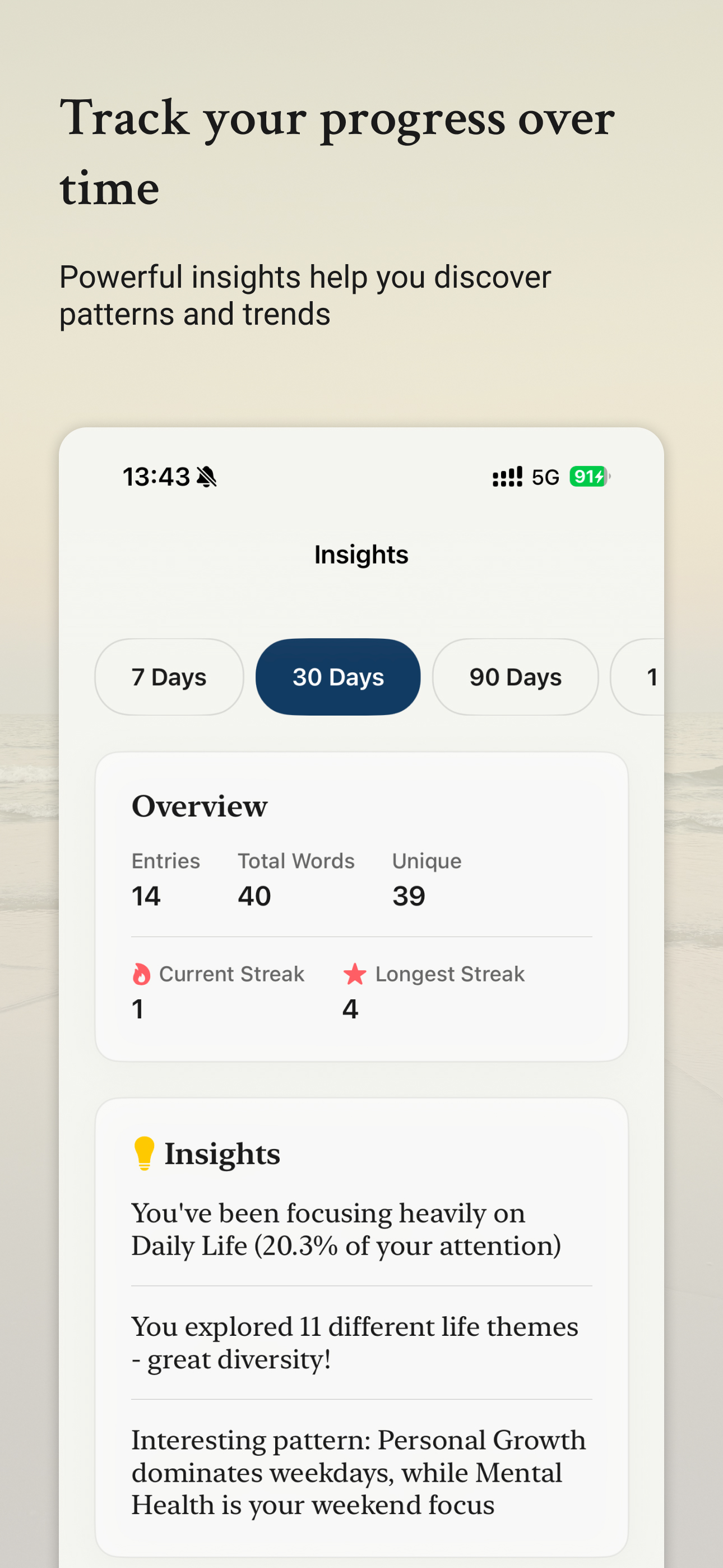 Three – Data-driven journaling screenshot 4