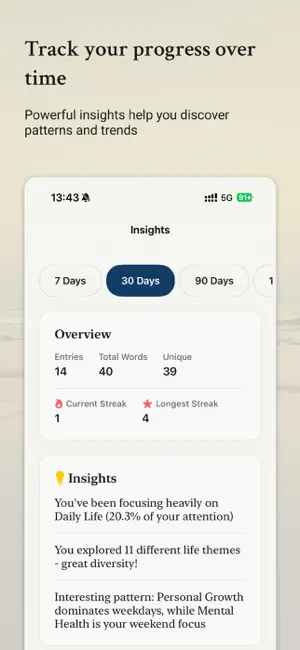 Three – Data-driven journaling screenshot 4