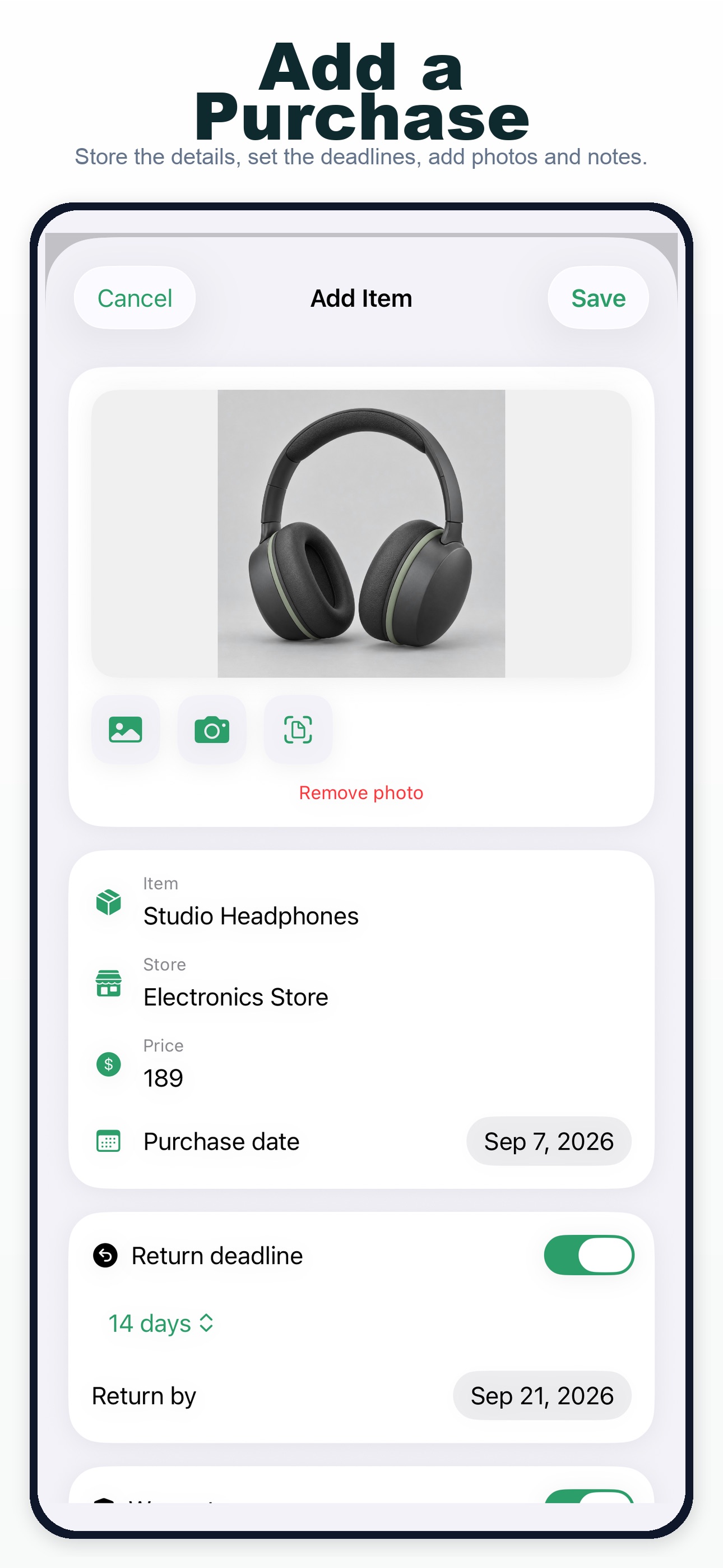 Screenshot 3 of Return & Warranty Deadlines