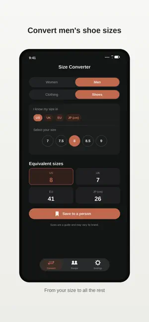 Shoe & Clothing Size Converter screenshot 3