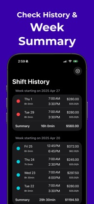 Weekly Shift Tracker screenshot 2