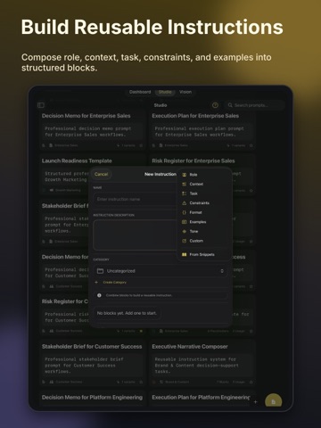 Prompts Studio iPad screenshot