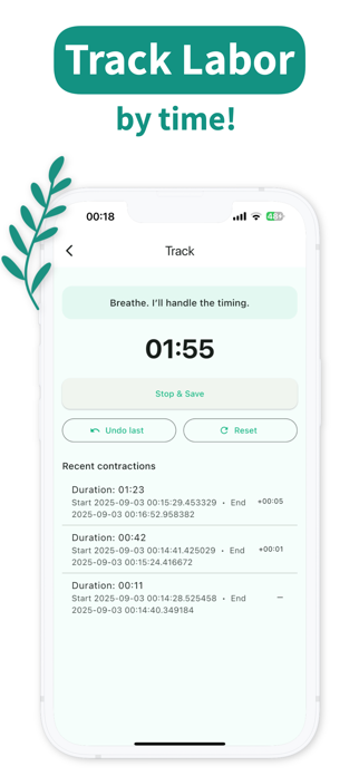Contraction Tracker Timer 9m Screenshot 1 of 4
